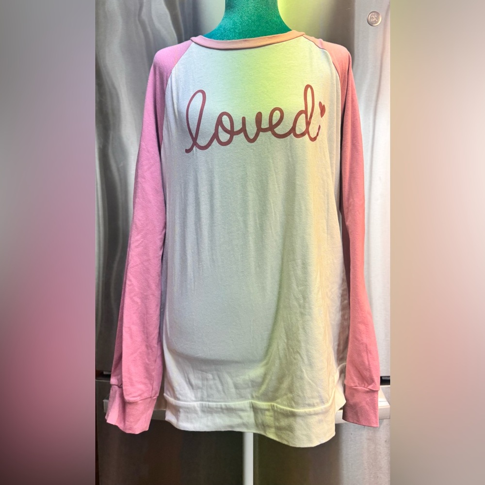 Perfect Peach Pink and White 'Loved' Sleep Shirt